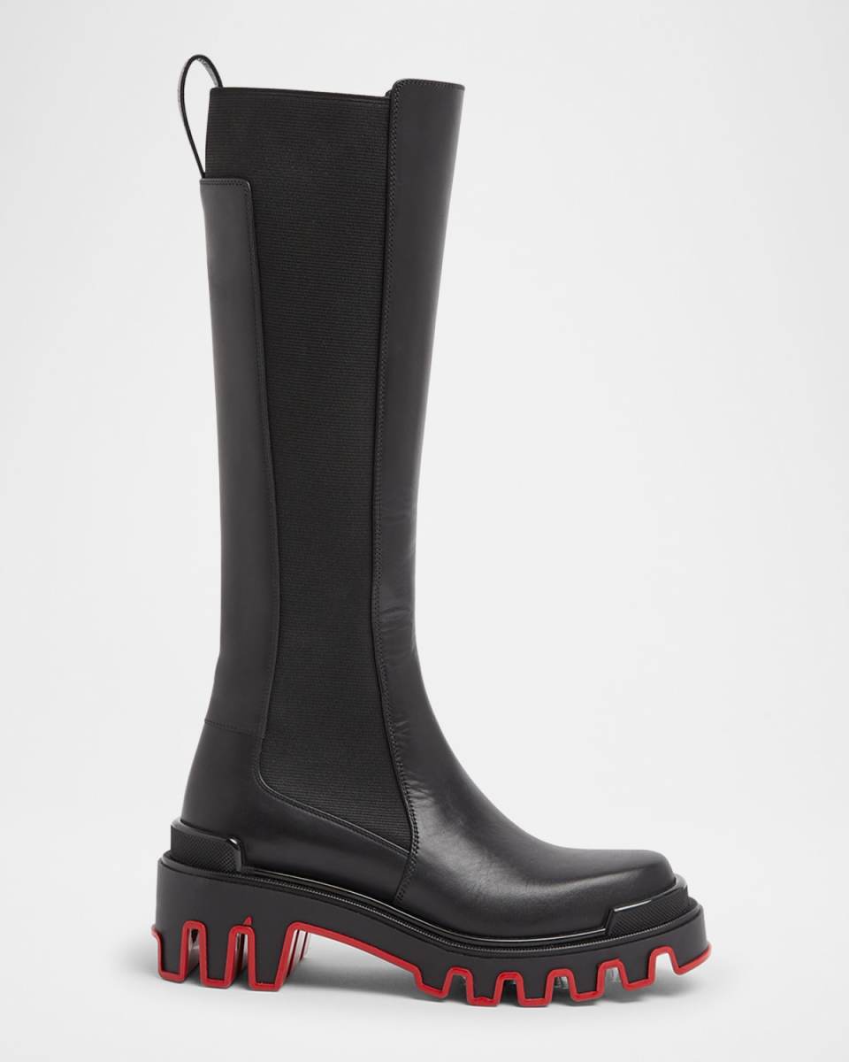 Dune Leather Red Sole Knee Boots